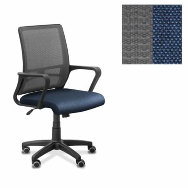 Офисное кресло для персонала Юнитекс Акцент сетка YM/ткань Bahama серая/синяя