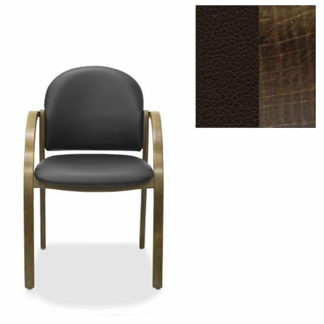 Офисный стул Юнитекс Джуно экокожа премиум тёмно-коричневая CN1113/дерево-тёмный орех аида