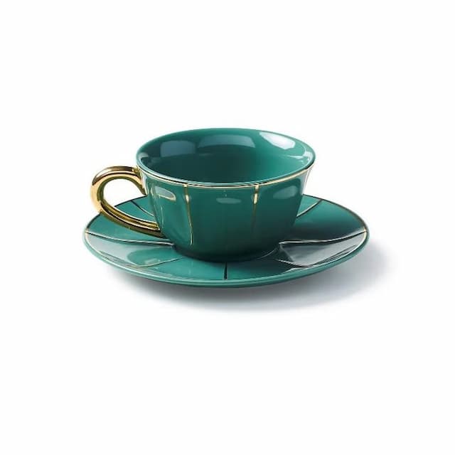 Чайная пара 200 мл, чашка h 5,6 см, d 10,6 см, блюдце d 17,3 см Bitossi Vintage FTB00502 (цвет Verde)