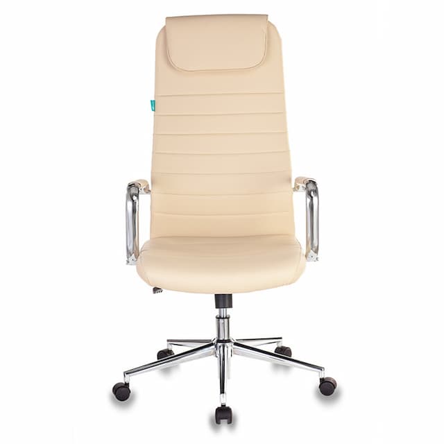 Кресло руководителя Бюрократ KB-9N/ECO бежевый эко.кожа с подголов. крестов. металл хром
