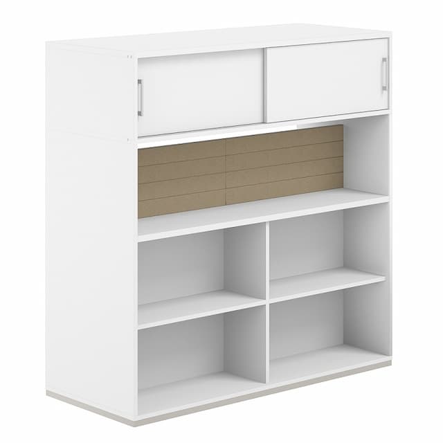 Стеллаж-комбо 1438 двухсторонний Norden Allegro AG.255.110.655.BG с антресолью и с экраном тканевым низким