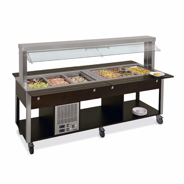 Стол Шведский комбинированный (защитное стекло подвижное) MetalCarrelli 6920.4F2M-R (дуб)